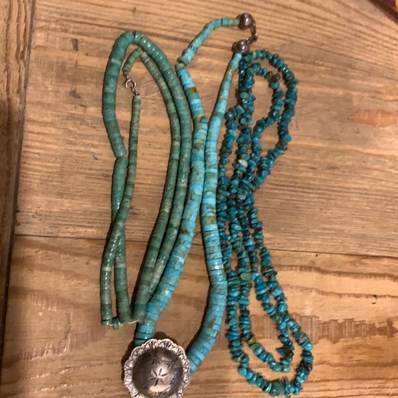 VTG American Indian turquoise sterling silver lot 3 necklaces beads Navajo - Picture 3 of 4